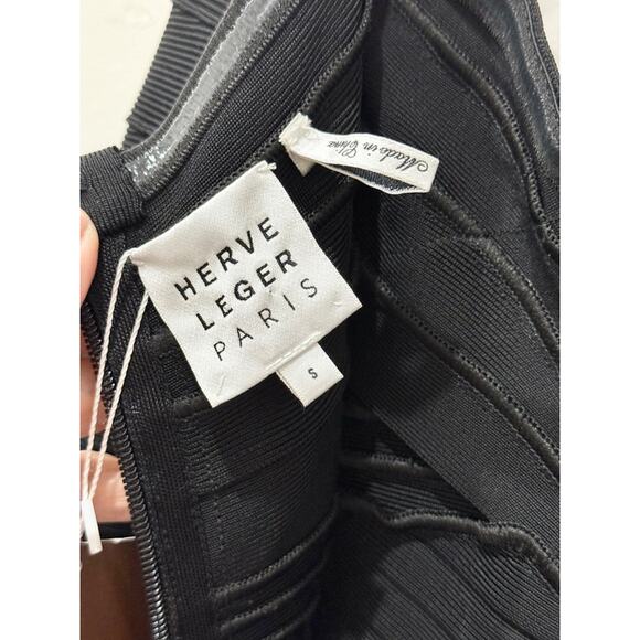 Herve Leger Strapless Bandage Formal Cocktail Long Dress Black Womens Size Small - Picture 6 of 6